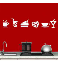 Aperitif Yiyecekler Silüet Dekoratif Duvar Sticker, Çıkartma, Etiket