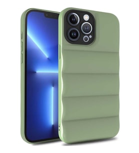 Uyumlu Model Apple iPhone 12 Pro Kılıf Dalgalı Lensli Kapak (Açık Yeşil)