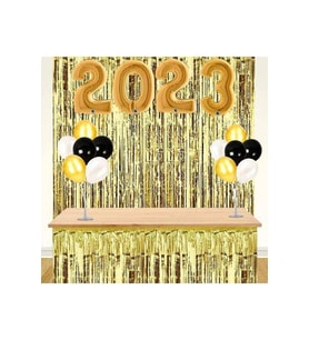 2023 Yılbaşı Arka Fon Süsleme Seti Gold