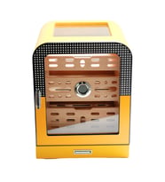 Cohiba 3 Çekmeceli Sarı Nokta Desenli Aksesuar Bölmeli Sedir Humidor Puro Kutusu - TR9649
