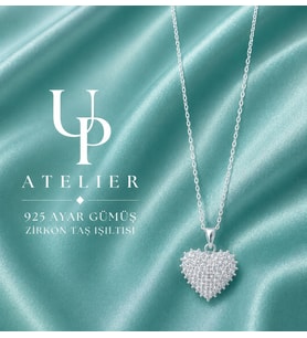 Up Atelier 925 Ayar Gümüş İthal Zincirli Kalp Kolye
