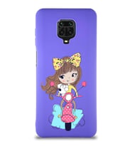 Xiaomi Redmi Note 9 Pro Soft Premier Kapak Vespagirl Tasarımlı Silikon Kılıf - Mor (Şeffaf)