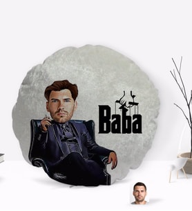 BK Gift Kişiye Özel Baba Godfather Karikatürlü Yuvarlak Dekoratif Kırlent Yastık-9