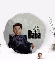 BK Gift Kişiye Özel Baba Godfather Karikatürlü Yuvarlak Dekoratif Kırlent Yastık-9
