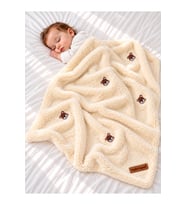 AYICIK DESENLİ WELLSOFT KUMAŞ 100X120 CM PELUŞ VE YUMUŞAK KREM RENGİ BEBEK