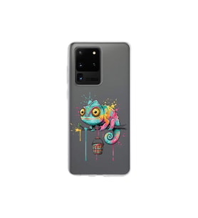 Samsung Galaxy S20 Ultra ile Uyumlu Splash Bukalemun Tasarımlı Şeffaf Silikon Kılıf