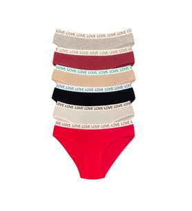 6 Adet Pamuklu Esnek Kadın Slip Bikini Külot Geniş Lastikli Baskılı