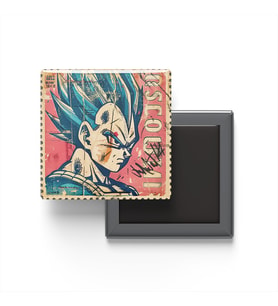 Vegeta - Baskılı Buzdolap Magneti Kare - 9x9 cm