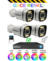SNRELK sencrom 4'Lü 6X Warm Led 1080P Gece Renkli Su Geçirmez Güvenlik Kamera Set