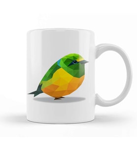 Bird Geometric Animal Blue Naped Chlorophonia Kupa Bardak Porselen