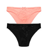 2 Li Paket Önü Dantelli M Beden Kadın Fantezi Bikini Külot (Çok Renkli)