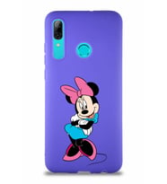 Huawei P Smart 2019 Soft Premier Kapak Minnie Mouse-D Tasarımlı Silikon Kılıf - Mor (Şeffaf)