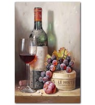 Cakatablo Yıllanmış Şarap, Kadeh, Üzüm ve Erik MDF Tablo