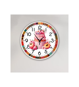 Yuvarlak bilge Tasarım kitchen ( mutfak ) Duvar Saati 35 x 35 CM 35 x 35 Pilli Çok Renkli Ahş (Karışık)