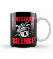 Funny I Destroy Silence Drummer Awesome Drumming Kupa Bardak Porselen