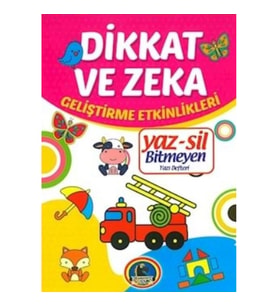 Yaz-Sil Dikkat ve Zeka Bitmeyen Yazı Defteri+Tahta Kalem