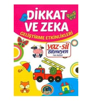 Yaz-Sil Dikkat ve Zeka Bitmeyen Yazı Defteri+Tahta Kalem