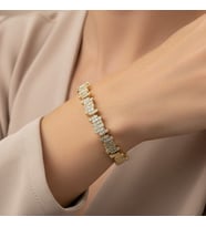 STİL İNCİSİ/XUPING JEWELRY ZİKZAG ZİRKON TAŞLI BİLEKLİK (Altın Rengi)
