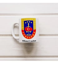 Jandarma İsimli Kişiye Özel Kupa Bardak, Jandarmaya İsimli Bardak Hediyesi, 330ml, Beyaz (Doğal Beyaz)