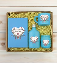 BK Gift Kişiye Özel İsimli DTF Anne Temalı Turkuaz Defter & Kahve Fincanı & Kolonya & Mum Hediye Seti-5, Anneye Hediye, Anneler Günü Hediyesi