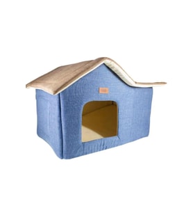 Yumuşak Ekose Kedi ve Köpek Cabin Kulübe Yatak 35x60x40 cm