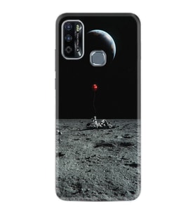 Infınıx Hot 9 Play Kılıf Silikon Desen Özel Seri Astronoot Red Baloon 1608