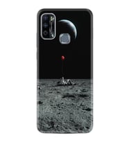 Infınıx Hot 9 Play Kılıf Silikon Desen Özel Seri Astronoot Red Baloon 1608