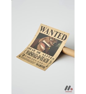 One Piece Kara Sakal Wanted Poster, Çerçevesiz Yüksek Kalite Duvar Afişi - Anime