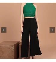 BÜRÜMCÜK KUMAŞ NAKIŞ DETAYLI KADIN PANTALON (Siyah)