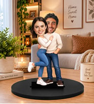 Kişiye Özel Fotoğraflı Sarılan Çift Biblosu – Romantik Sevgili Karikatürü Yıldönümü ve Doğum Günü Hediyesi