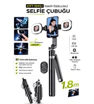 1500 mAh LED Işıklı 180 cm Takip Özellikli Gimbal Tripod Selfie Çubuğu Bluetooth Kumandalı