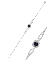 Söğütlü Silver Gümüş rodyumlu  pırlanta modeli safir ve zirkon  taşlı  kare  bileklik