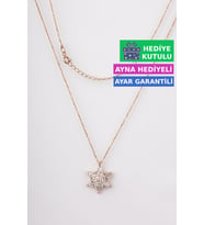 Jewelmim Gümüş Lotus Çiçeği Kolye Rose Altın Kaplama Kamelya 925 Ayar Kadın Gümüş Lotus Çiçeği Kolyesi (Rose)