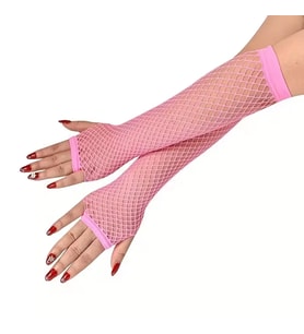 80’ler 90’lar Retro Neon Pembe File Parmaksız Eldiven 26 cm