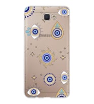 PrintiFy Samsung Galaxy J7 Prime ile Uyumlu 1mm Slim Fit Nazar Boncuğu 5 Baskılı Şeffaf  Kılıf