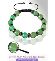 Sertifikalı Gerçek Aventurin Taşı Bileklik - Ayarlamalı (Çok Renkli)