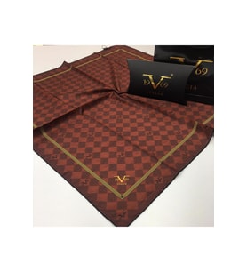 Geometrik Desen Black Seri Twill Eşarp Eşarp Askısı ile Birlikte 90x90 cm Bordo-