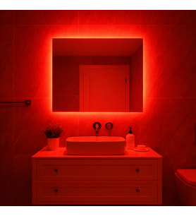 Digital Hayat Kare LED Ayna  50-80cm  Beyaz Gün Işığı Amber Mavi Kırmızı RGB Seçenekli Banyo Makyaj Aynası