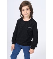 Toontoy Unisex Çocuk Nakışlı Sweatshirt (Siyah)