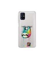 Samsung Galaxy M51 ile Uyumlu Splash Tembel Hayvan Tasarımlı Şeffaf Silikon Kılıf