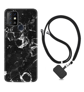 INFINIX Hot 8 9 10 11S Hot 10 Play 10T Kılıf Boyun Askılı Silikon Black Hole Marble 1387