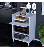 Eliusta Ceren Çok Amaçlı Mikrodalga Mini Fırın Dolabı ve Beyaz Mutfak Kiler Düzenleyici Standı 60x119x56 cm