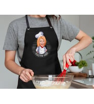BK Gift Kişiye Özel Kadın Chef Karikatürlü Profesyonel Siyah Mutfak Önlüğü, Aşçı Önlüğü, Şef Önlüğü, Arkadaşa Hediye-12