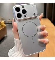 Coverzone ?Phone 16 Pro ile Uyumlu 17 Pro G�r�n�ml� Magsafe Destekli Kablosuz ?arj �zellikli Kamera Lens Korumal? ??k Metal G�r�n�ml� Telefon K?l?f?