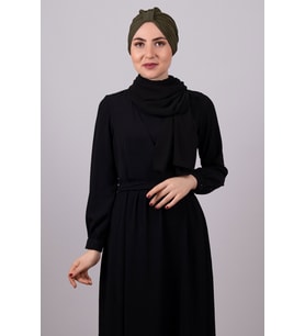 Haki Pratik Hazır Geçmeli Tesettür Bone Petekli Büzgülü 1204E_09
