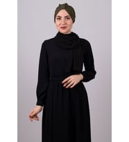 Haki Pratik Hazır Geçmeli Tesettür Bone Petekli Büzgülü 1204E_09