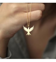 Kişiye Özel Anka Kuşu Figürlü Kolye 925K Gümüş (Gold)