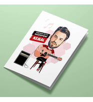 Kişiye Özel Erkek Gitarist Karikatürlü Tebrik Kartı