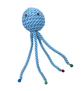 Zilli Peluş Yumuşacık Renkli Hasır Mavi Ahtapot Kedi Oyuncağı