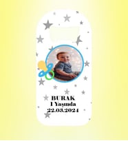 Erkek Bebek Emzikli Resimli Yıldızlar Magnet Açacak Kişiye Özel